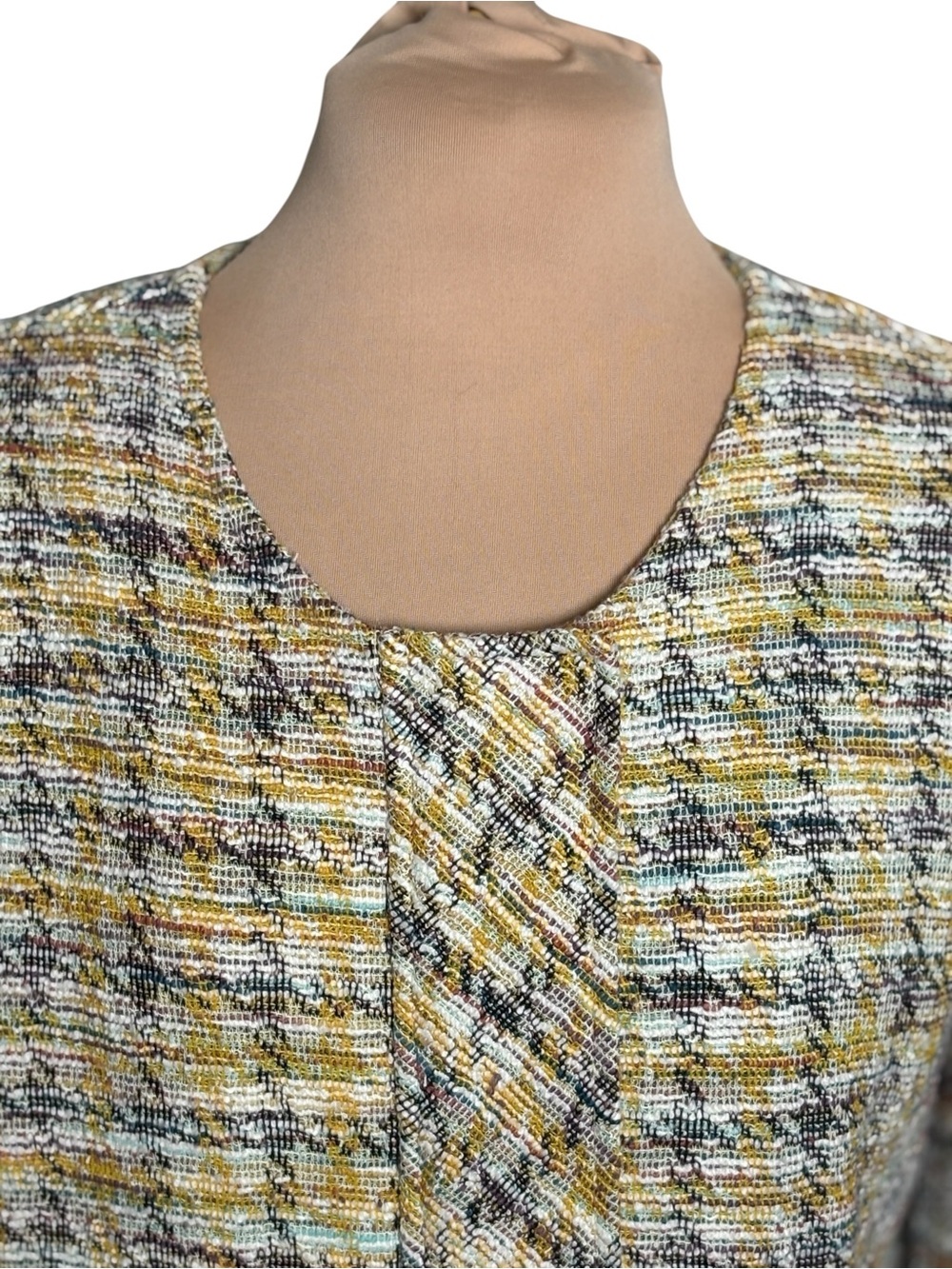 Liverpool Los Angeles Mustard Multi Textured Knit Zip Front Jacket Large - Picture 3 of 11